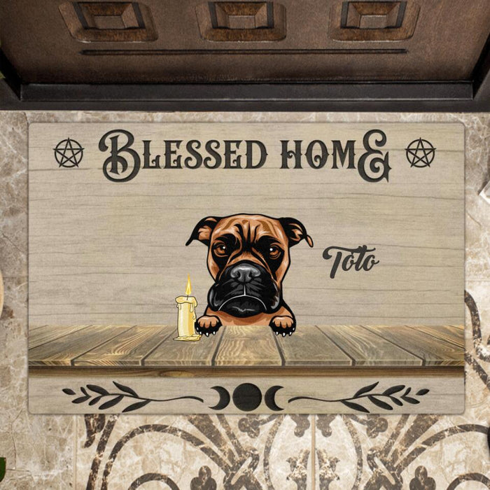 Personalized Bless Home Wicca Doormat - Gift For Cat Lovers, Dog Lovers with up to 5 Pets