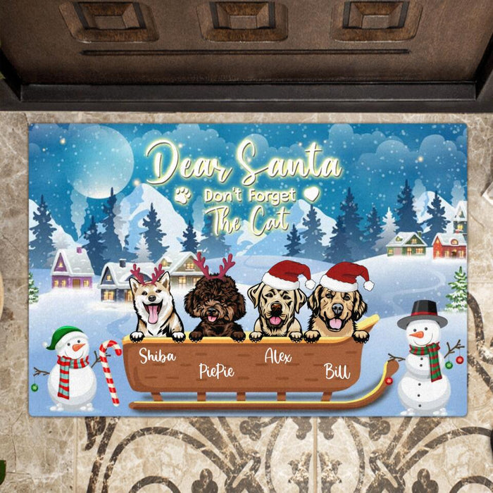 Personalized Leave Presents Doormat - Up to 4 Dogs - Christmas Gift For Dog Lover - Dear Santa Don't Forget The Cat