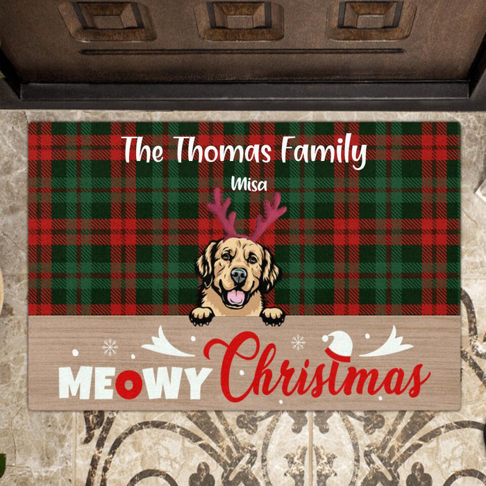 Personalized Dog Cat Merry Christmas Doormat - Up to 5 Pets - Best Gift For Dog/Cat Lover - Meowy Christmas