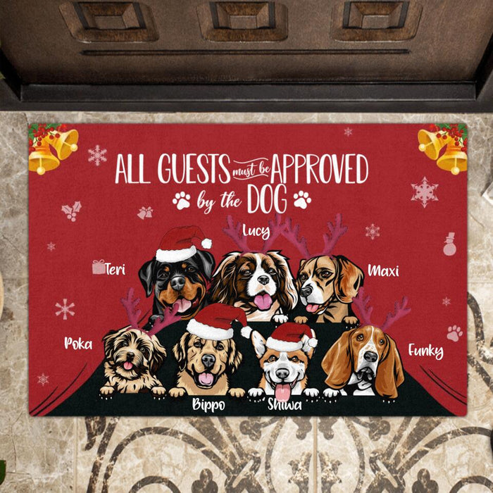 Personalized Christmas Pet Doormat - Up to 7 Pets - Best Gift For Cat/Dog Lover - All Guests Must Be Approved By The Dog
