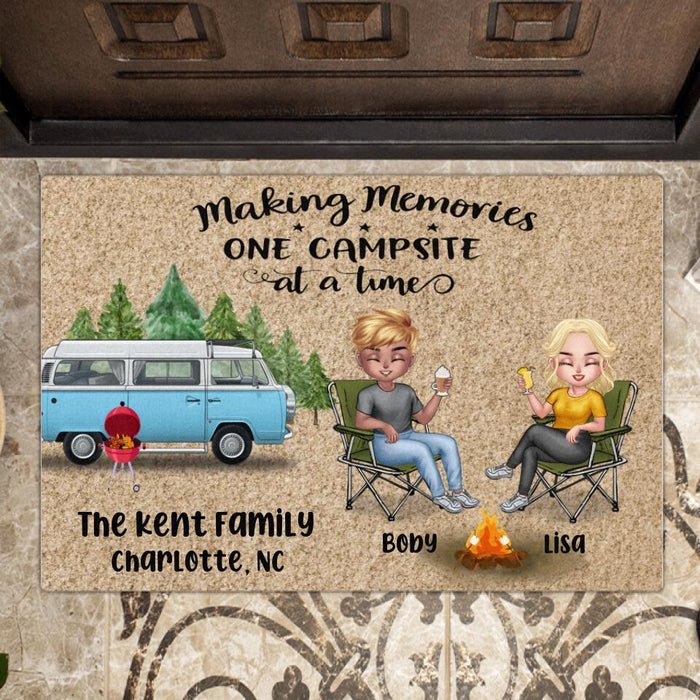 Personalized Camping Chibi Doormat - Man/Woman/Couple - Gift Idea For Camping Lover - Making Memories One Campsite At A Time