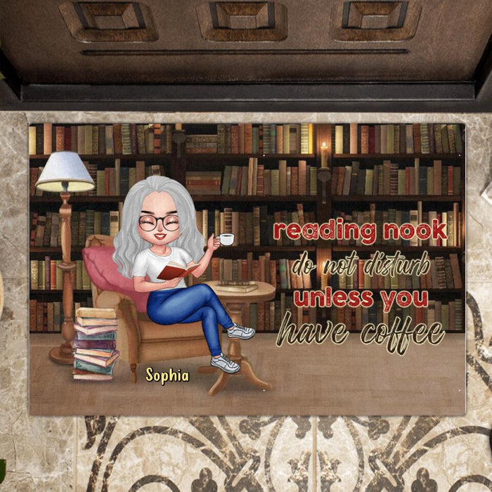 Personalized Reading Book Girl Doormat - Gift For Reading Lovers - In My Dream World Books Are Free and Reading Makes You Thin