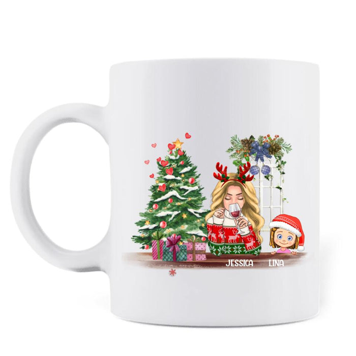 Personalized Mommy And Kids Xmas Coffee Mug - Mom With Up to 5 Kids - Christmas Gift For Mom - T1IGHH