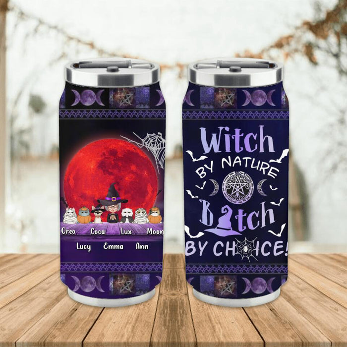 Personalized Witch Soda Can Tumbler - Up to 6 Cats/Dogs - Halloween Gift Idea For Cat/Dog Lovers - Witch By Nature Bitch By Choice