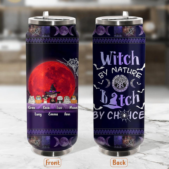Personalized Witch Soda Can Tumbler - Up to 6 Cats/Dogs - Halloween Gift Idea For Cat/Dog Lovers - Witch By Nature Bitch By Choice