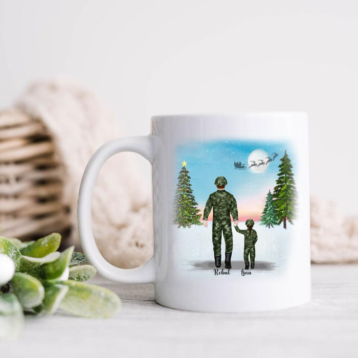 Personalized Father and Kids Coffee Mug - Father With Up to 2 Kids - Christmas Gift For Father