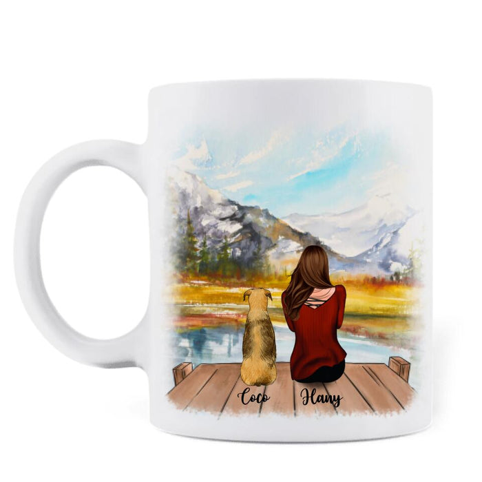 Personalized Old Lady Dog Coffee Mug - Up to 5 Dogs - Best Gift For Dog Lover - Never Underestimate An Old Lady Who Loves Dogs And Was Born In August