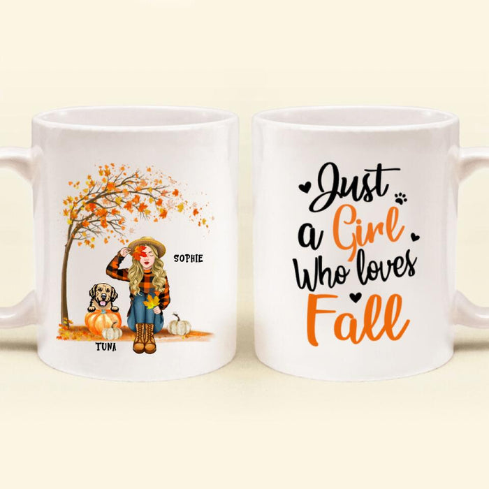 Personalized Fall Dog Mom Mug - Up to 4 Pets - Best Gift For Dog Lovers - Just A Girl Who Loves Fall - MTJKZW
