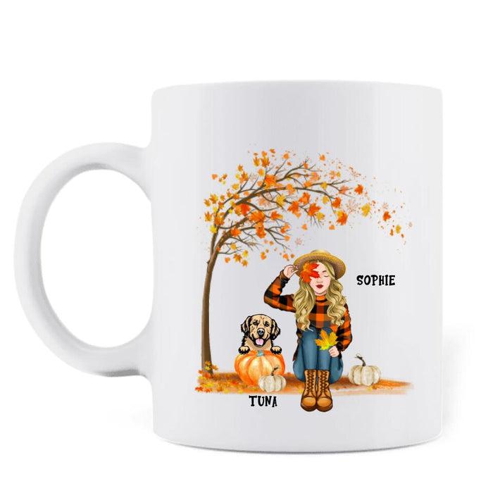 Personalized Fall Dog Mom Mug - Up to 4 Pets - Best Gift For Dog Lovers - Just A Girl Who Loves Fall - MTJKZW