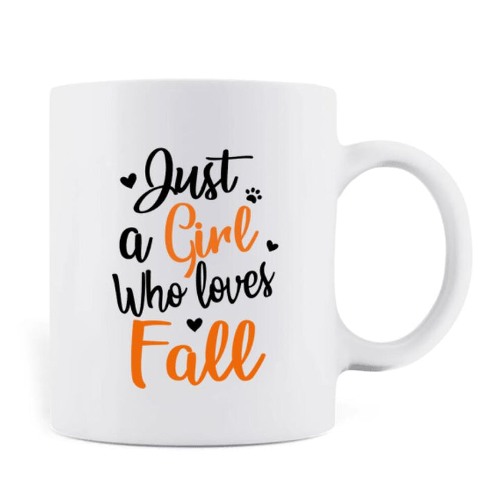 Personalized Fall Dog Mom Mug - Up to 4 Pets - Best Gift For Dog Lovers - Just A Girl Who Loves Fall - MTJKZW