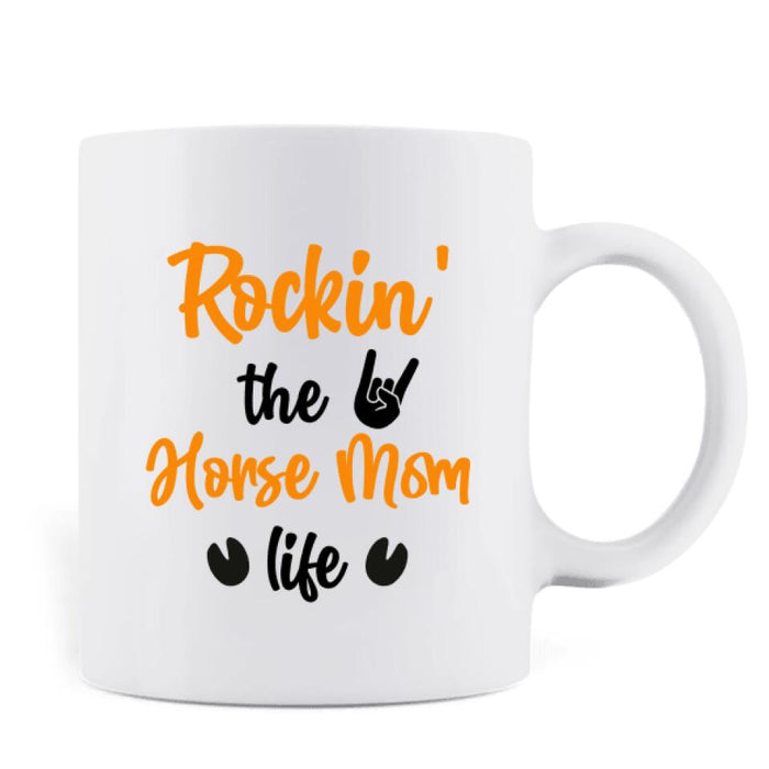 Personalized Horse Mom In Autumn Mug - Girl With Up to 3 Horses - Best Gift For Horse Lover - Rocking The Horse Mom Life