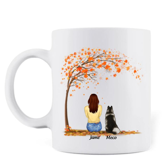 Personalized Horse Dog Mom In Autumn Mug - Up to 3 Horses/Dogs - Easily Distracted By Fall Dogs And Horses