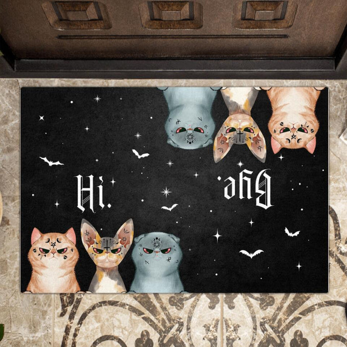 Personalized Cat Face Doormat - Gift Idea For Halloween/Cat Lover with up to 6 Cats - Home Decorative Entrance Doormat