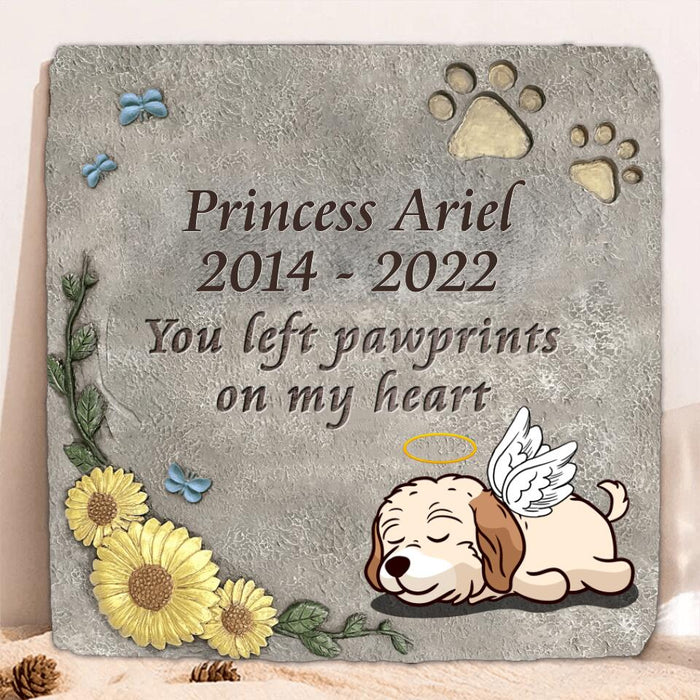 Personalized Memorial Dog Square Lithograph - Gift Idea For Dog Lovers/Dog Owners - You Left Paw Prints On My Heart