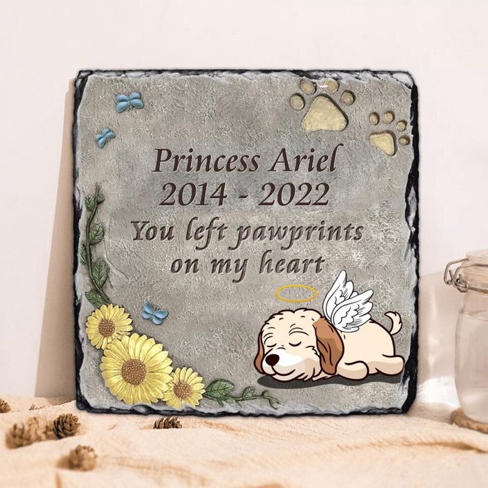 Personalized Memorial Dog Square Lithograph - Gift Idea For Dog Lovers/Dog Owners - You Left Paw Prints On My Heart