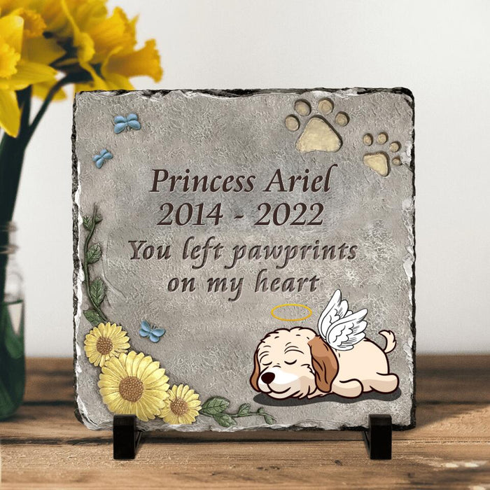 Personalized Memorial Dog Square Lithograph - Gift Idea For Dog Lovers/Dog Owners - You Left Paw Prints On My Heart