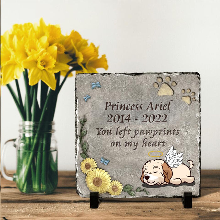 Personalized Memorial Dog Square Lithograph - Gift Idea For Dog Lovers/Dog Owners - You Left Paw Prints On My Heart