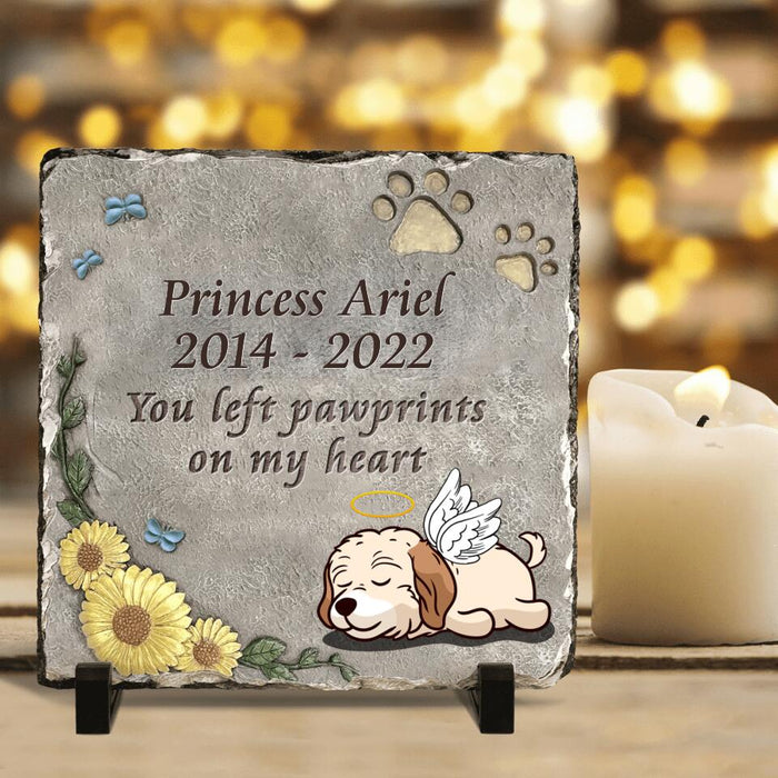 Personalized Memorial Dog Square Lithograph - Gift Idea For Dog Lovers/Dog Owners - You Left Paw Prints On My Heart