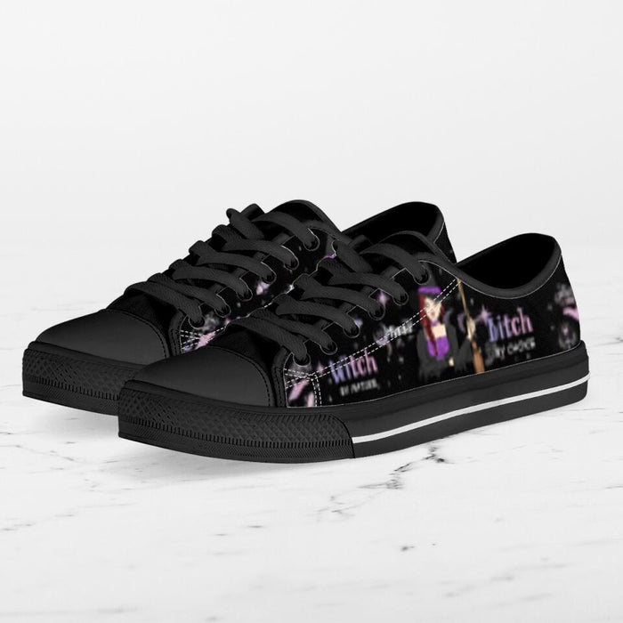 Personalized Witch Canvas Low Top Sneakers - Gift for Halloween - Witch by nature Bitch by choice Sneaker