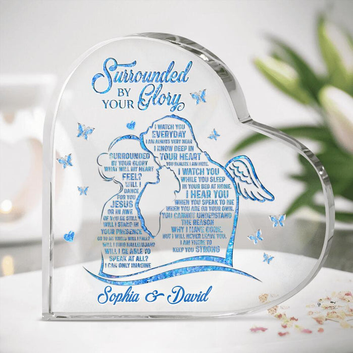 Personalized Memorial Acrylic Plaque - Gift Idea For Husband In Heaven - Customized Name - Surrounded By Your Glory