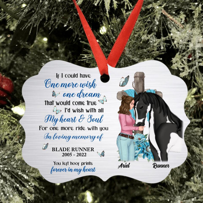 Personalized Memorial Rectangle Ornament - Memorial Gift Idea For Horse Owner - If I Could Have One More Wish, One Dream That Would Come True