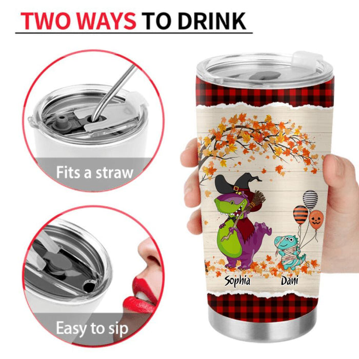 Personalized Grandma & Grandkid Dinosaur Tumbler - Halloween Gift For Grandma, Grandkids - Me & Grandma Are More Than Besties