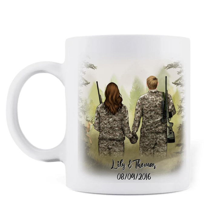 Personalized Hunting Coffee Mug - Hunting Couple Holding Hands Coffee Mug - The couple that hunts together stays together