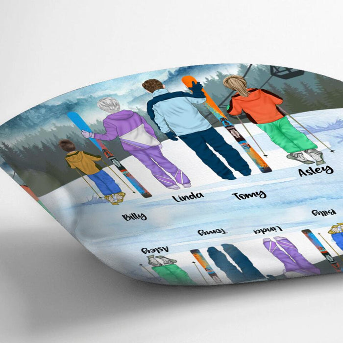 Personalized Skiing Pillow Cover - Gift idea for the whole family, skiing lovers - Skiing Buddies Forever
