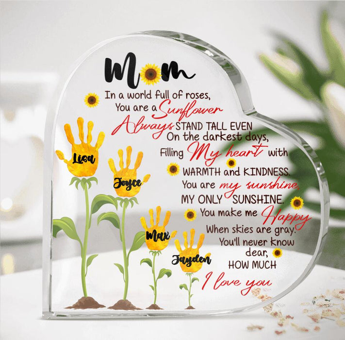 Personalized Mom Acrylic Plaque - Up to 4 Kids - Gift Idea For Mother's Day - You Are A Sunflower
