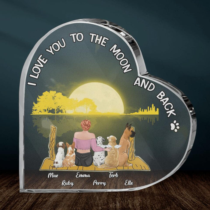 Personalized Girl & Pet Moon Light Acrylic Plaque - Gift Idea For Pet Lover with up 5 Pets - I Love You To The Moon and Back