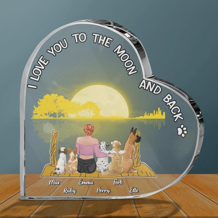 Personalized Girl & Pet Moon Light Acrylic Plaque - Gift Idea For Pet Lover with up 5 Pets - I Love You To The Moon and Back