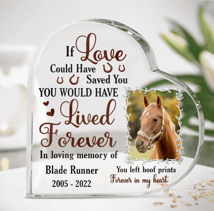 Personalized Memorial Horse Acrylic Plaque - Memorial Gift For Horse Lover - If Love Could Have Saved You You Would Have Lived Forever