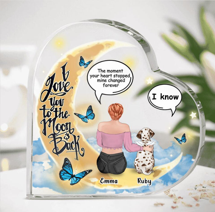 Personalized Memorial Pet Acrylic Plaque - Up to 4 Pets - Gift Idea For Pet Lovers - I Love You To The Moon & Back