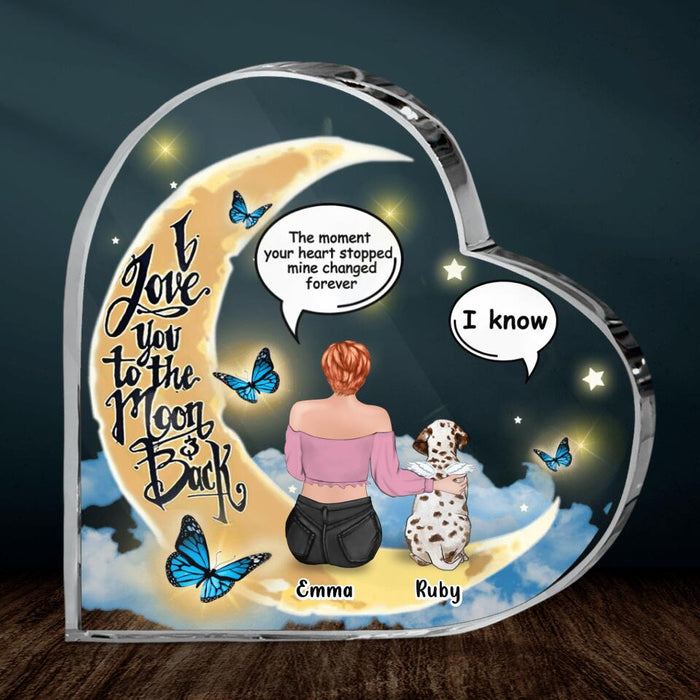 Personalized Memorial Pet Acrylic Plaque - Up to 4 Pets - Gift Idea For Pet Lovers - I Love You To The Moon & Back