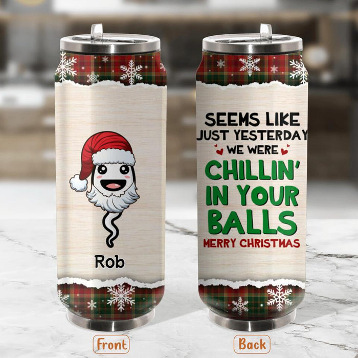 Personalized Dad Soda Can Tumbler - Up to 7 Kids - Christmas Gift Idea For Father - Merry Christmas From Your Swimming Champion
