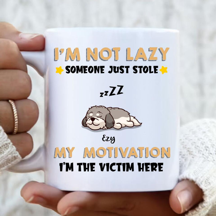 Personalized I'm Not Lazy Pet Coffee Mug - Up to 6 Pets - Gift Idea For Dog/Cat Lover - I'm Not Lazy, Someone Just Stole My Motivation, I'm The Victim Here