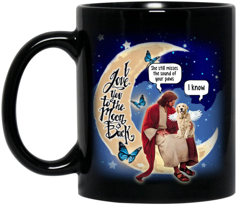Personalized Dog And Jesus Sitting On The Moon Coffee Mug - Memorial Gift Idea For Dog Lover