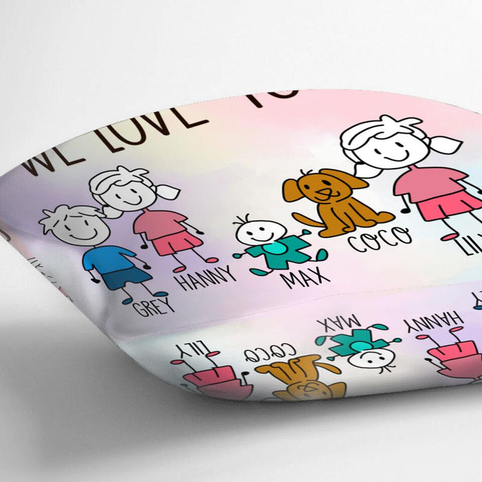 Personalized Family Blanket/Pillow Cover - Gift for Family/Grandma/Grandpa/Mom/Dad, Dog Cat Lovers- We love you Blanket/Pillow cover - Up to 5 Kids/Pets