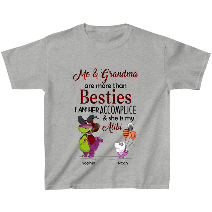 Personalized Grandma & Grandkid Dinosaur T-shirt - Halloween Gift For Grandkids - Me & Grandma Are More Than Besties