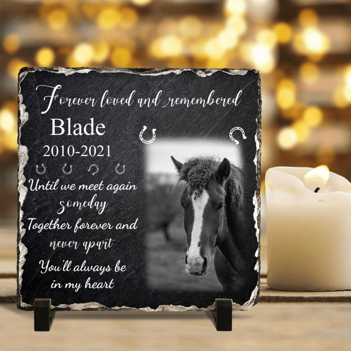 Personalized Memorial Horse Photo Square Lithograph - Memorial Gift Idea For Horse Lovers - Forever Loved And Remembered