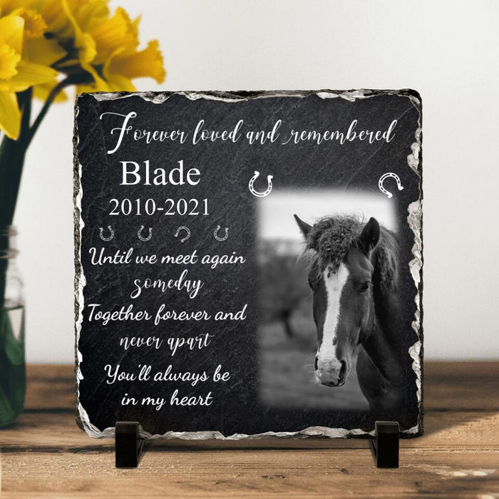 Personalized Memorial Horse Photo Square Lithograph - Memorial Gift Idea For Horse Lovers - Forever Loved And Remembered