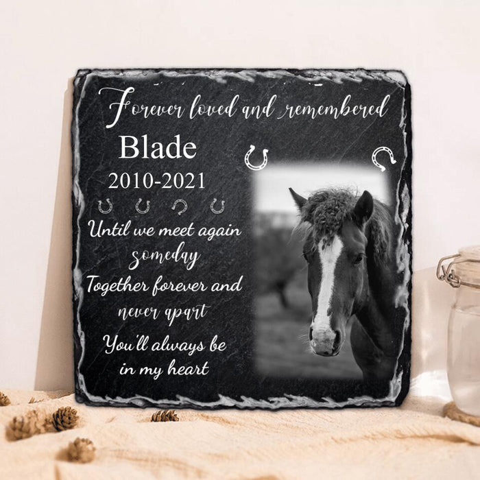 Personalized Memorial Horse Photo Square Lithograph - Memorial Gift Idea For Horse Lovers - Forever Loved And Remembered