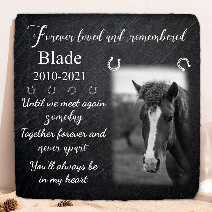 Personalized Memorial Horse Photo Square Lithograph - Memorial Gift Idea For Horse Lovers - Forever Loved And Remembered