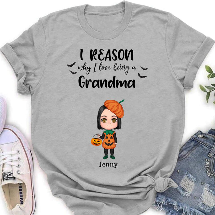 Personalized Halloween Kids Shirt - Up to 10 Kids - Halloween Gift Idea For Grandma/Granpa - Reason Why I Love Being A Grandma