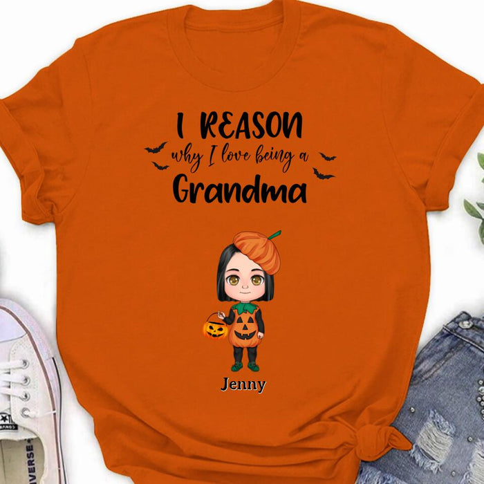 Personalized Halloween Kids Shirt - Up to 10 Kids - Halloween Gift Idea For Grandma/Granpa - Reason Why I Love Being A Grandma