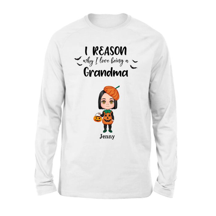 Personalized Halloween Kids Shirt - Up to 10 Kids - Halloween Gift Idea For Grandma/Granpa - Reason Why I Love Being A Grandma