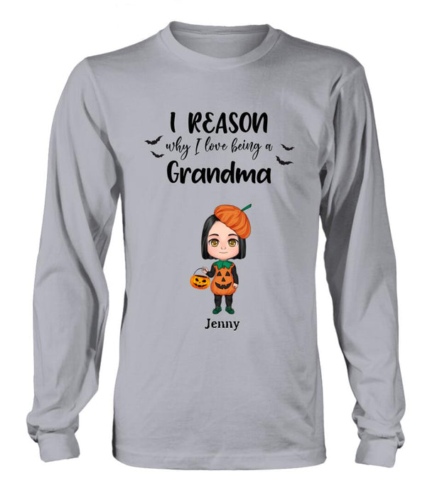 Personalized Halloween Kids Shirt - Up to 10 Kids - Halloween Gift Idea For Grandma/Granpa - Reason Why I Love Being A Grandma