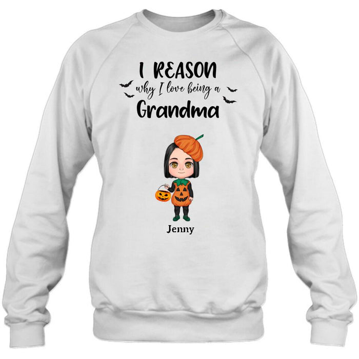 Personalized Halloween Kids Shirt - Up to 10 Kids - Halloween Gift Idea For Grandma/Granpa - Reason Why I Love Being A Grandma