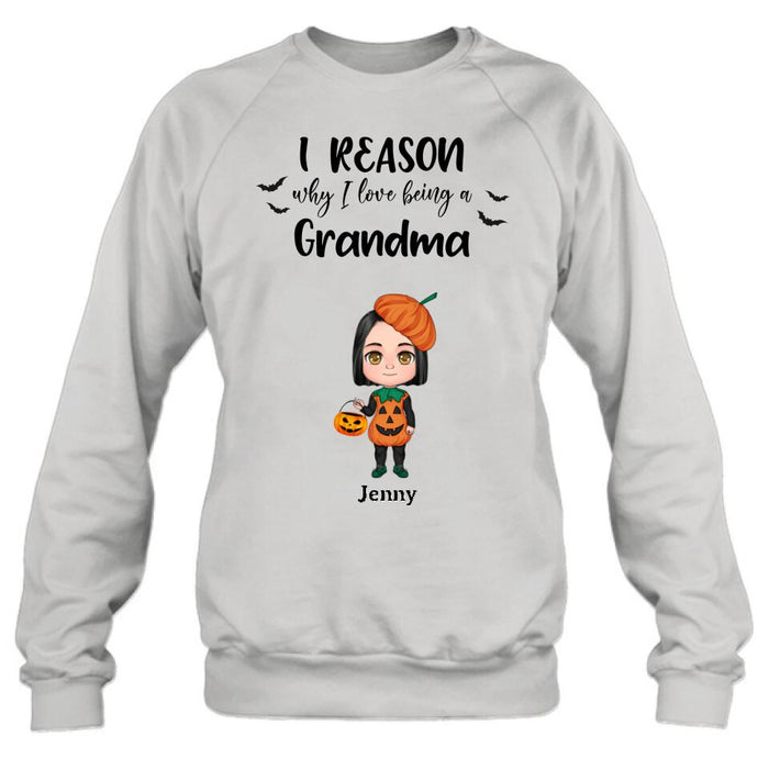 Personalized Halloween Kids Shirt - Up to 10 Kids - Halloween Gift Idea For Grandma/Granpa - Reason Why I Love Being A Grandma