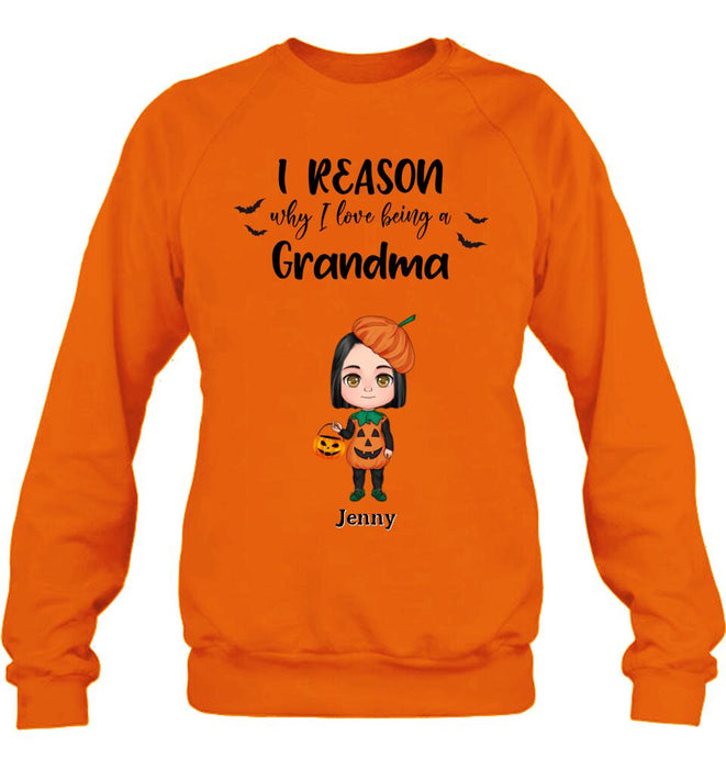 Personalized Halloween Kids Shirt - Up to 10 Kids - Halloween Gift Idea For Grandma/Granpa - Reason Why I Love Being A Grandma